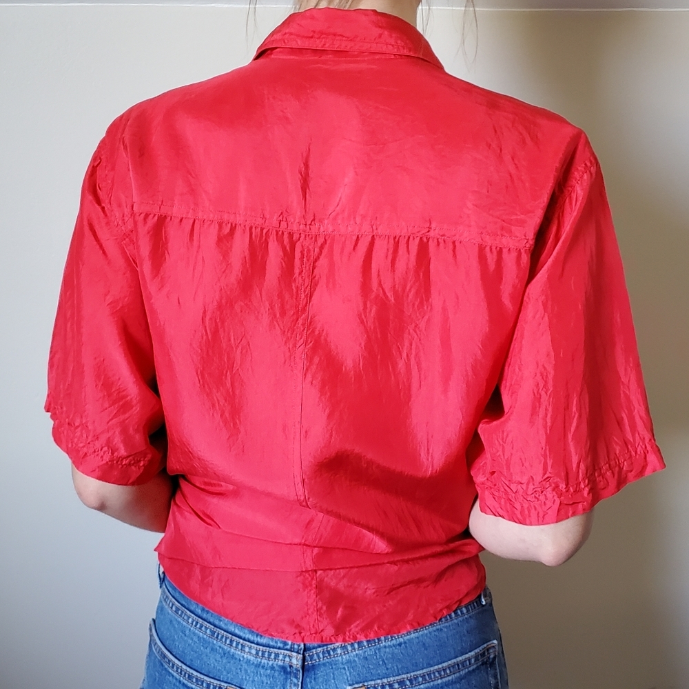 Red Silk Blouse - Picture 3 of 16